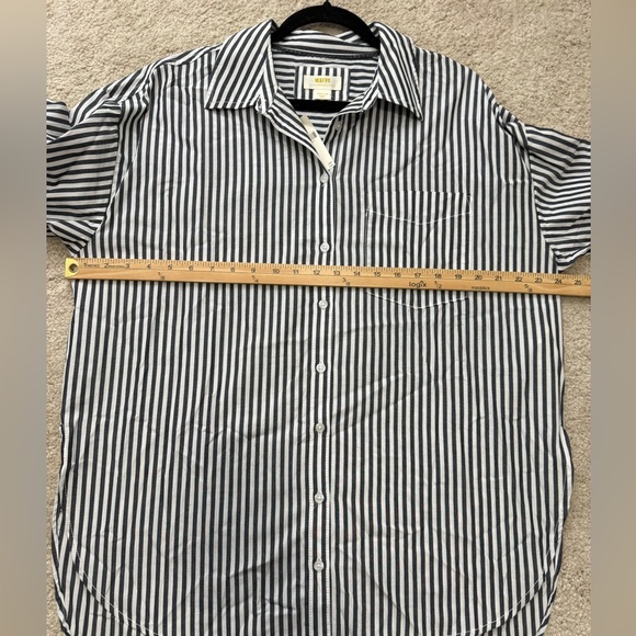 NWT Anthropologie The Bennet Buttondown Shirt by Maeve Anthracite Stripe Sz M - Picture 11 of 12